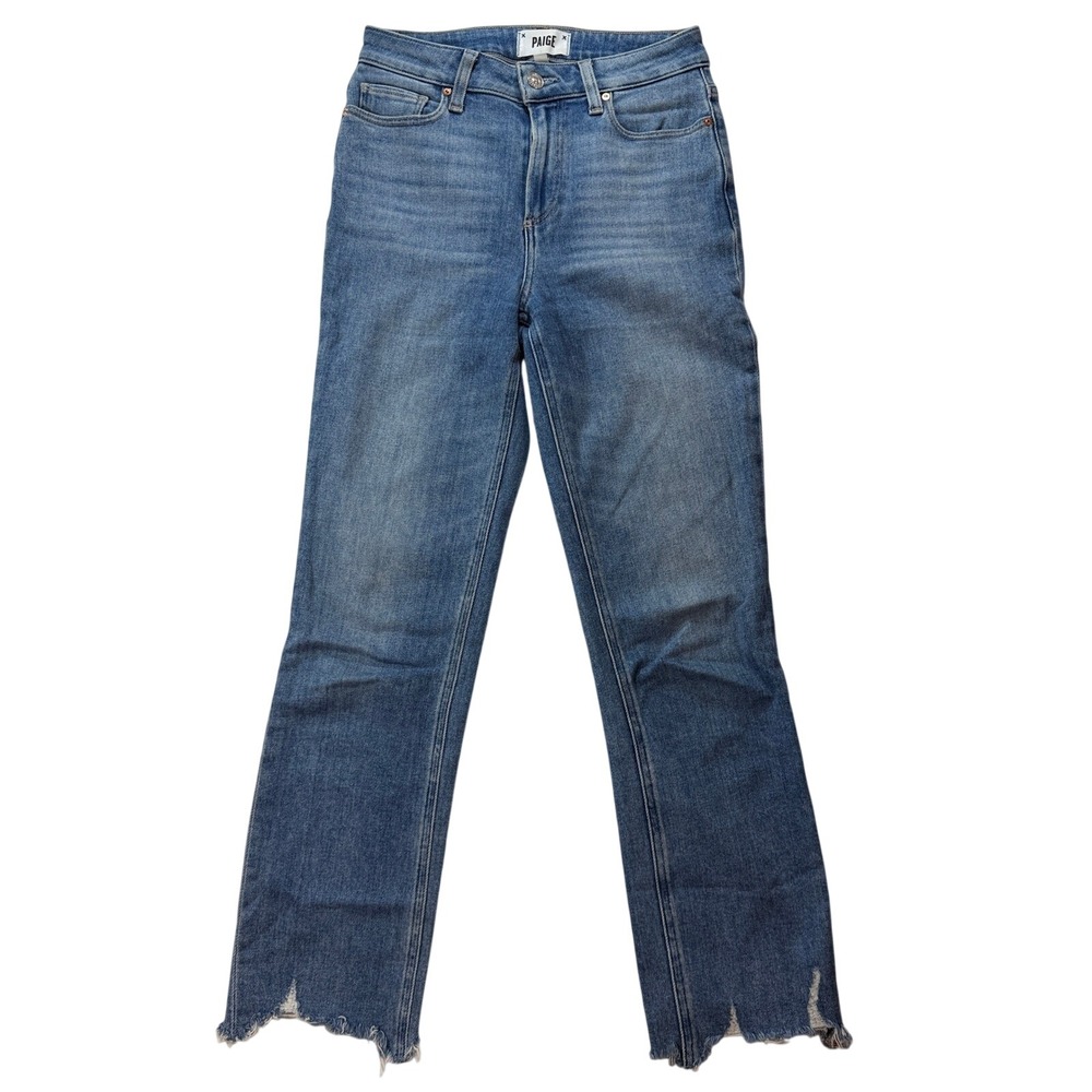 Paige Cindy Jeans Womens 25 Mel Destroyed Hem High Rise Straight Leg Blue Denim